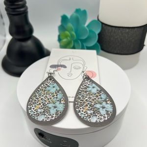 Flower Leopard Print Earrings NEW